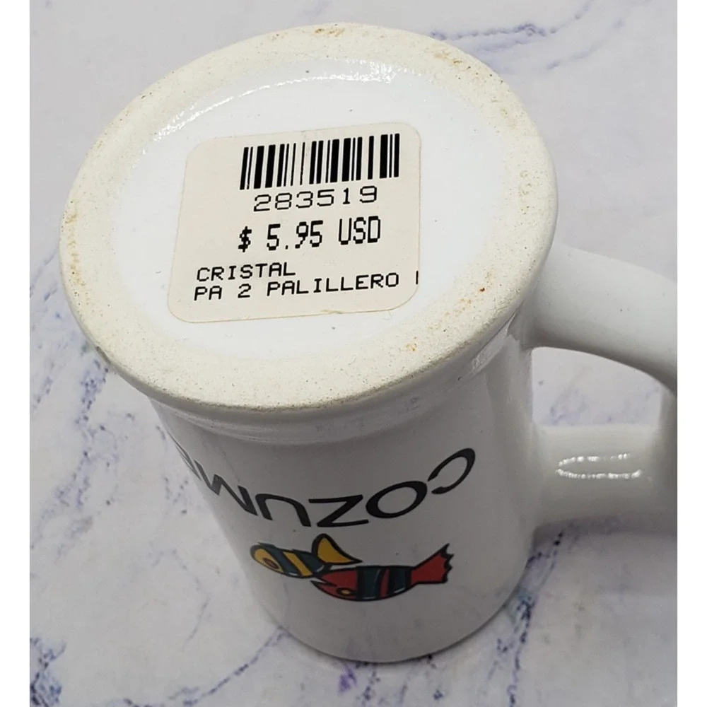 Cozumel Mexico Souvenir Miniature White Ocean Vintage Ceramic Toothpick Holder